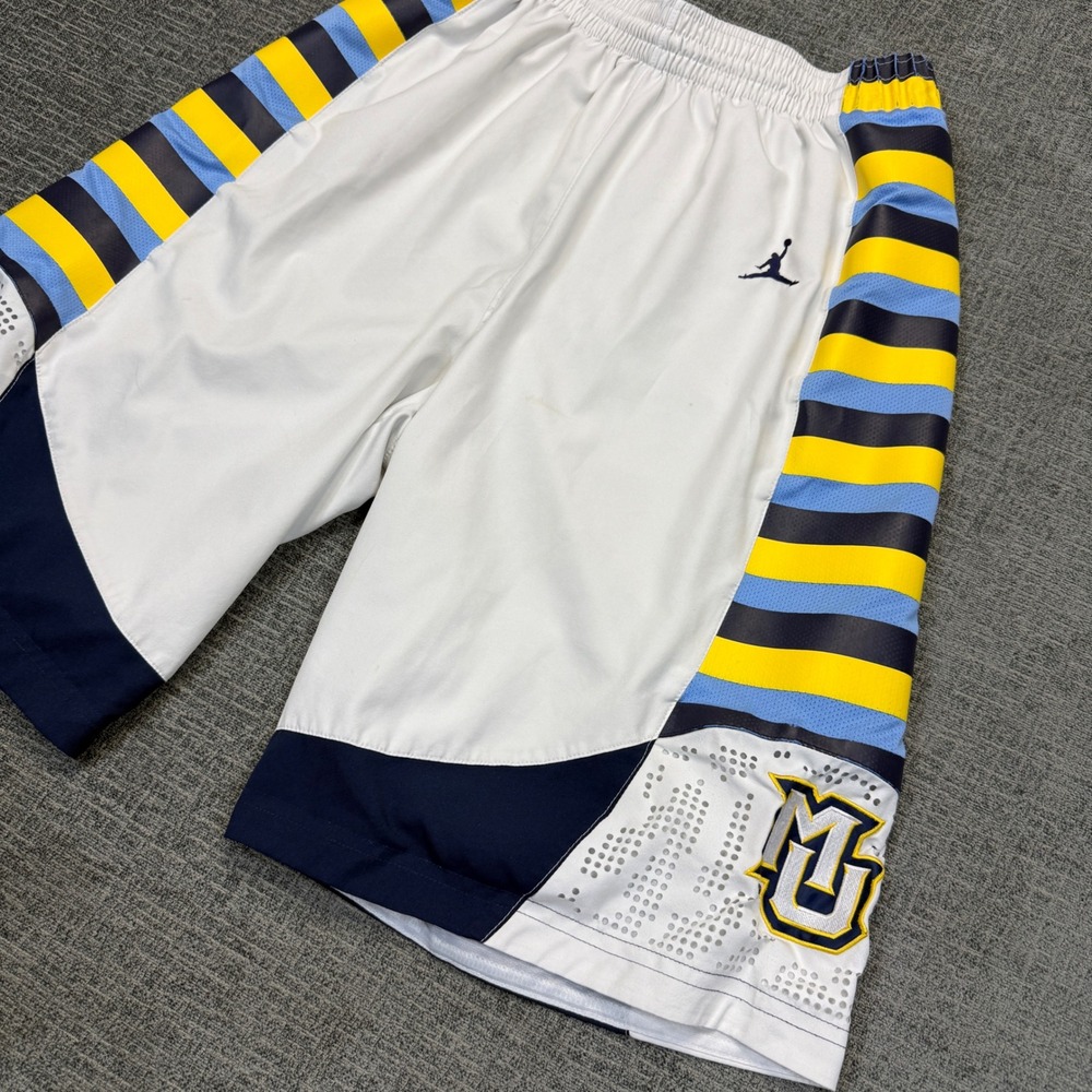 Jordan Marquette Golden Eagles Basketball Shorts Mens Medium White Navy Yellow